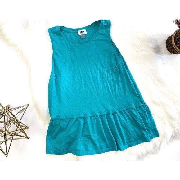 Womens Old Navy Teal Sleeveless Relaxed Peplum Top - Sz M - Picture 2 of 3